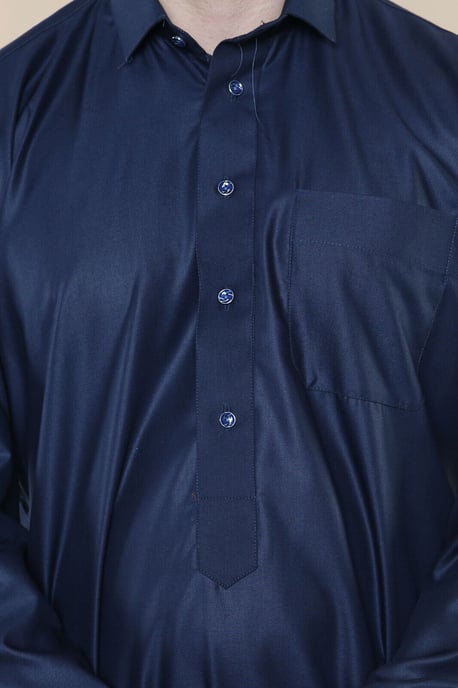 Män Navy Thobe Jubba Saudi Ramadan Eid Islamiska Kaftan Kaudara Arabiska Jubbah - Image 5