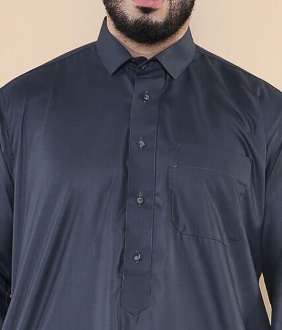 Mens Grå Thobe Jubba Saudi Ramadan Eid Islamisk Kaftan Kaudara Arabiska Jubbah - Image 5