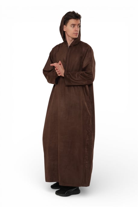 Heren bruine Eid Marokkaanse Jubba Robe Ramadan Eid Thobe LFS met capuchon - HM12 - Image 4