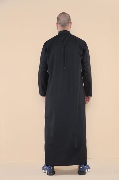 Herr Svart Thobe Jubba Emirati Islamiska Arabiska Eid Broderi Kaftan Jubbah Robe - Image 4