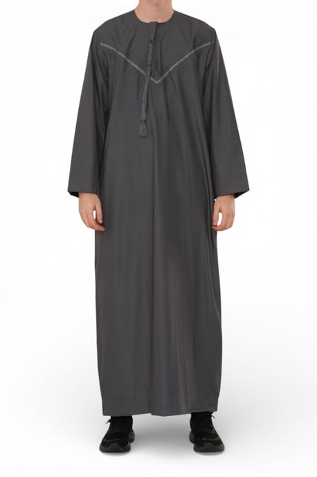 Heren Eid Grijze Marokkaanse Thobe Robe Djellaba Ramadan Eid Jubba- HM10 - Image 5