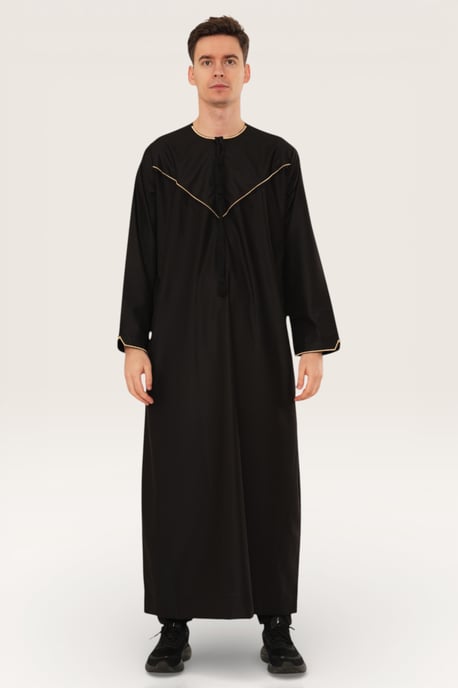 Mens Black Ramadan Moroccan Jubba Robe Djellaba Eid Kaftan Thobe LFS -TT-007 - Image 2