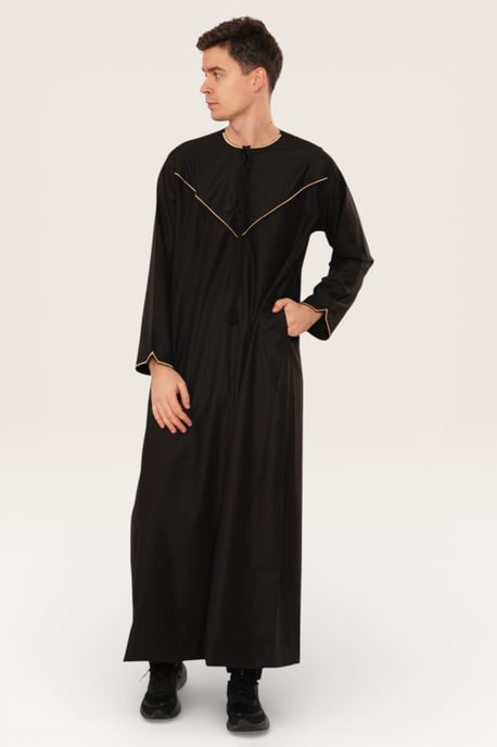 Mens Black Ramadan Moroccan Jubba Robe Djellaba Eid Kaftan Thobe LFS -TT-007 - Image 3