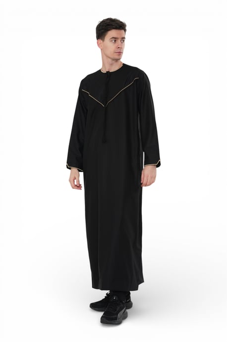 Mens Black Ramadan Moroccan Jubba Robe Djellaba Eid Kaftan Thobe LFS -TT-007 - Image 4