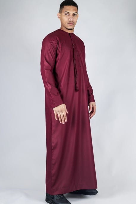 Men's Red Thobe Emirati Islamic Jubba Robe Eid Tassel Regular Fit - Image 2