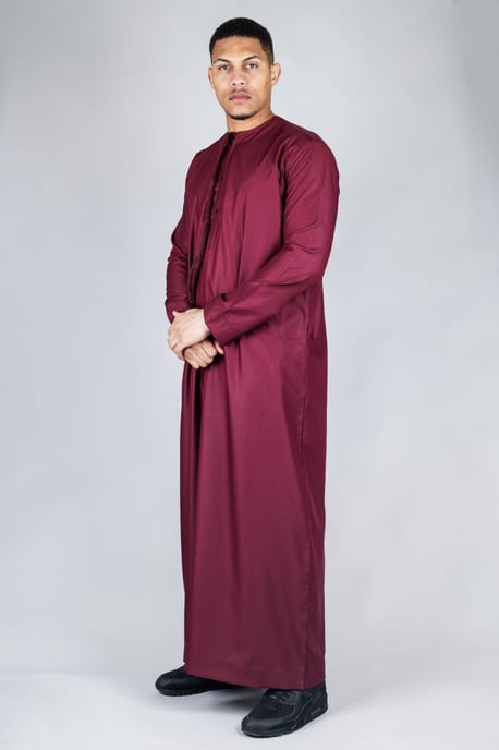 Men's Red Thobe Emirati Islamic Jubba Robe Eid Tassel Regular Fit - Image 4