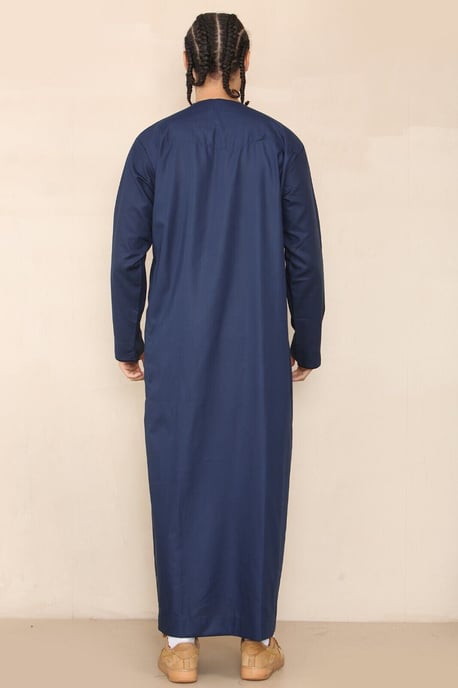 Mens Blue Thobe Jubba Saudi Islamic Arab Eid Emirati Kaftan Jubbah Tassel Robe - Image 3