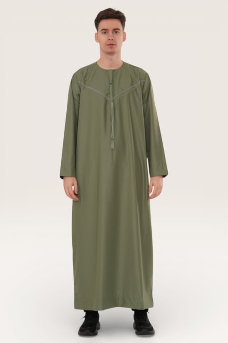 Mens Grön Ramadan Eid Marockansk Jubba Robe Kaftan Djellaba Thobe LFS -TT-008 - Image 2