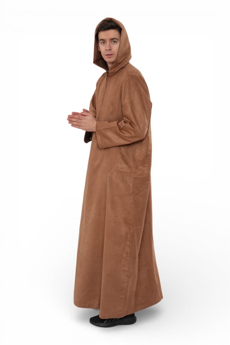 Heren Eid Camel Bruin Marokkaanse Jubba Robe Ramadan Eid Thobe met capuchon - HM12 - Image 4