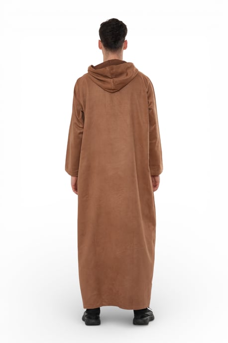 Heren Eid Camel Bruin Marokkaanse Jubba Robe Ramadan Eid Thobe met capuchon - HM12 - Image 5
