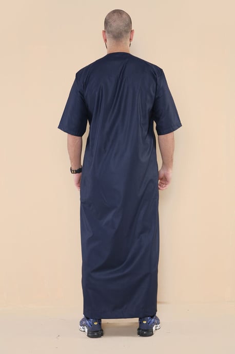 Herr Navy Thobe Jubba Islamiska Arab Marockanska Saudi Kaftan Arab Robe med dragkedja - Image 3