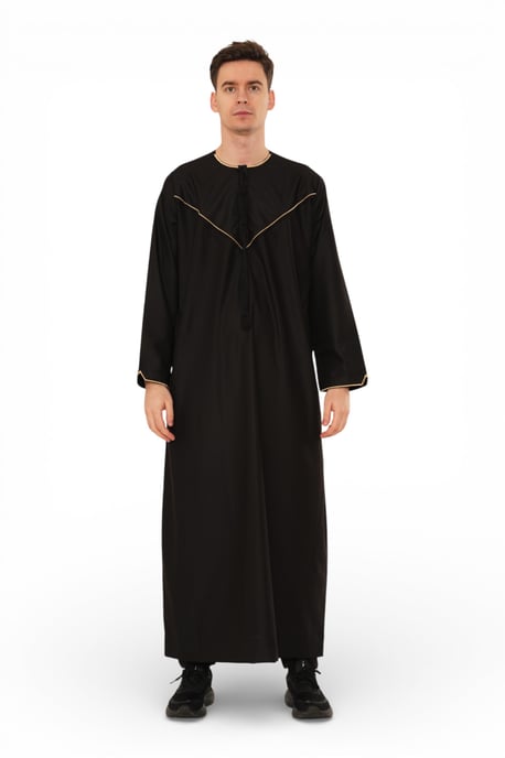Men's Ramadan Black Moroccan Jubba Robe Djellaba Eid Thobe - TT-007 - Image 1