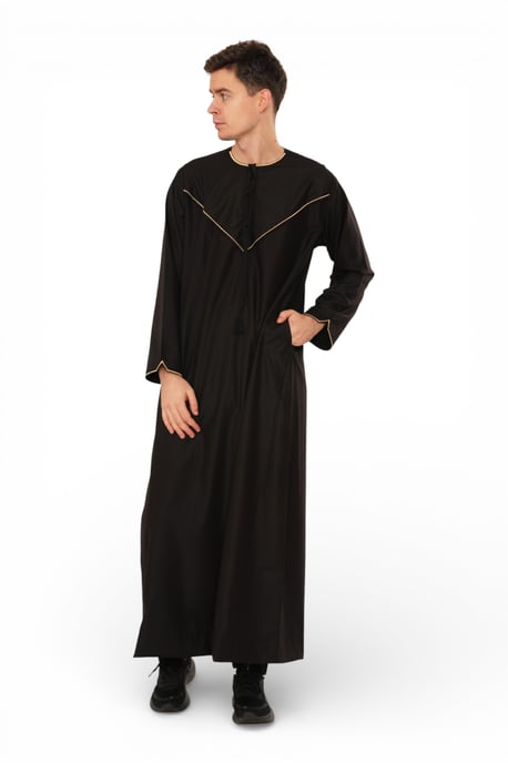 Men's Ramadan Black Moroccan Jubba Robe Djellaba Eid Thobe - TT-007 - Image 2