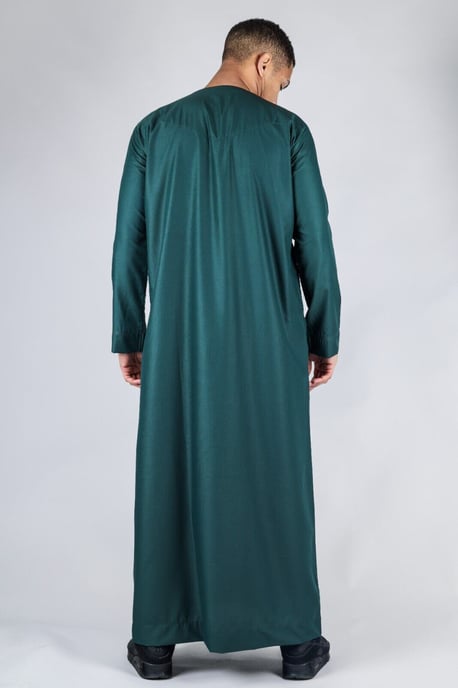 Men's Green Thobe Emirati Islamic Jubba Robe Eid Tassel Regular Fit - Image 3