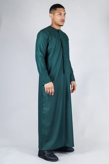 Men's Green Thobe Emirati Islamic Jubba Robe Eid Tassel Regular Fit - Image 4
