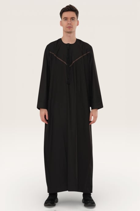Heren zwarte Eid Marokkaanse Thobe gewaad Djellaba Ramadan Eid Jubba LFS-HM10 - Image 2