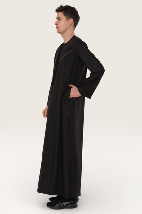 Heren zwarte Eid Marokkaanse Thobe gewaad Djellaba Ramadan Eid Jubba LFS-HM10 - Image 3