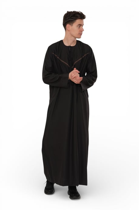 Heren zwarte Eid Marokkaanse Thobe gewaad Djellaba Ramadan Eid Jubba LFS-HM10 - Image 4