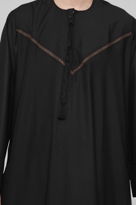 Heren zwarte Eid Marokkaanse Thobe gewaad Djellaba Ramadan Eid Jubba LFS-HM10 - Image 5