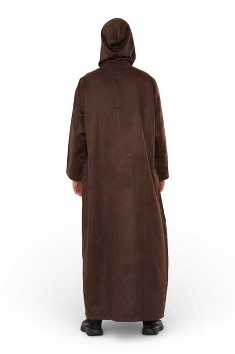 Heren Eid Bruin Marokkaanse Jubba Robe Ramadan Eid Thobe met capuchon - HM12 - Image 5