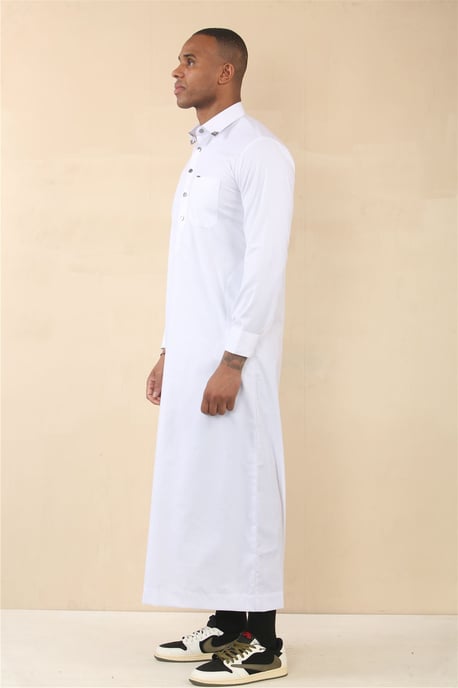 Men's White Thobe Arab Saudi Emirati Islamic Clothing Jubba Robe - Image 3