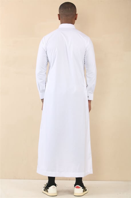 Men's White Thobe Arab Saudi Emirati Islamic Clothing Jubba Robe - Image 4