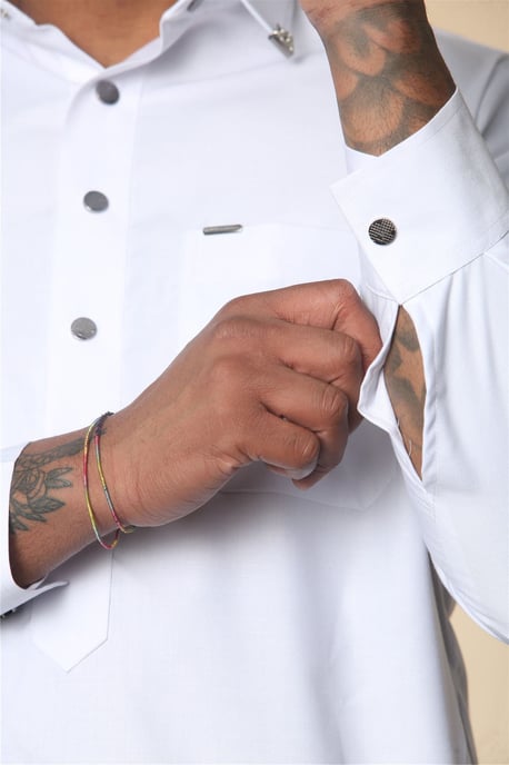 Men's White Thobe Arab Saudi Emirati Islamic Clothing Jubba Robe - Image 5