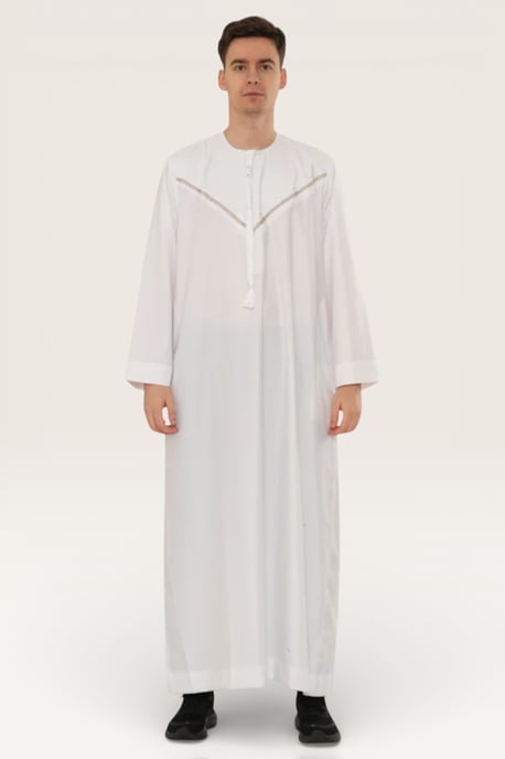 Mens White Eid Moroccan Thobe Robe Djellaba Ramadan Eid Jubba LFS- HM10 - Image 2