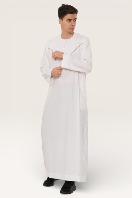 Mens White Eid Moroccan Thobe Robe Djellaba Ramadan Eid Jubba LFS- HM10 - Image 3