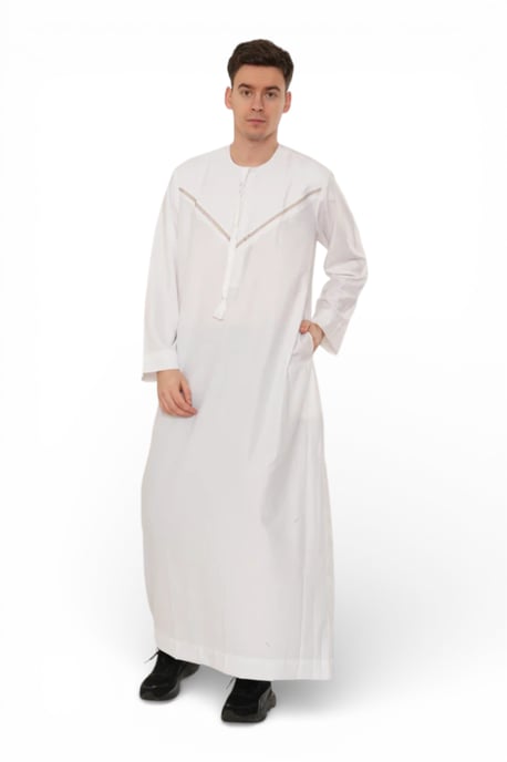 Mens White Eid Moroccan Thobe Robe Djellaba Ramadan Eid Jubba LFS- HM10 - Image 4