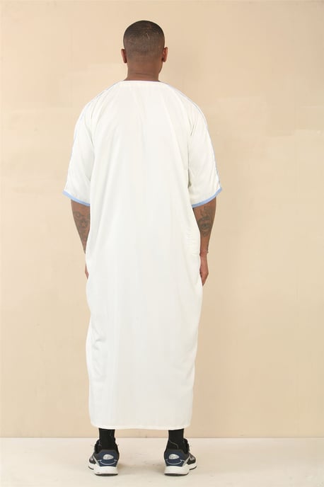 Witte Marokkaanse Thobe Djellaba Jubba Robe Eid voor heren - Image 3