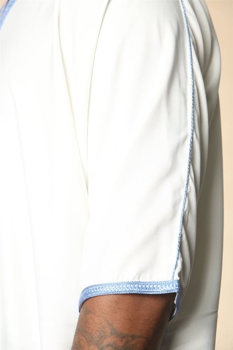Witte Marokkaanse Thobe Djellaba Jubba Robe Eid voor heren - Image 5