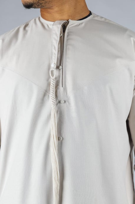 Beige för män Thobe Emirati Islamic Jubba Robe Eid Tofs Regular Fit - Image 5