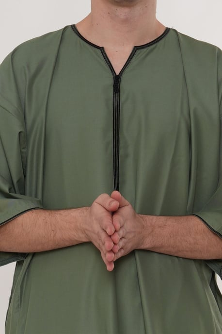 Mens Green Ramadan Moroccan Gandoura Thobe Robe Djellaba Eid Jubba LFS-TT-006 - Image 5