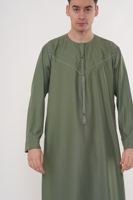 Ramadan Eid Olivgrön Marockansk Jubba Robe Djellaba Thobe herrar - TT-008 - Image 4