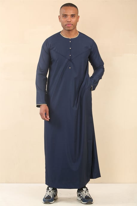Oman Eid Blue Thobe Saudi Emirati Jubba Robe för herrar - Image 2