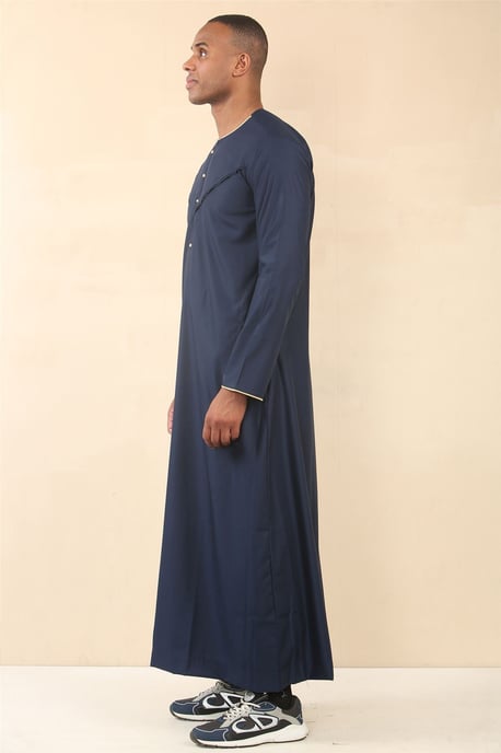 Oman Eid Blue Thobe Saudi Emirati Jubba Robe för herrar - Image 3