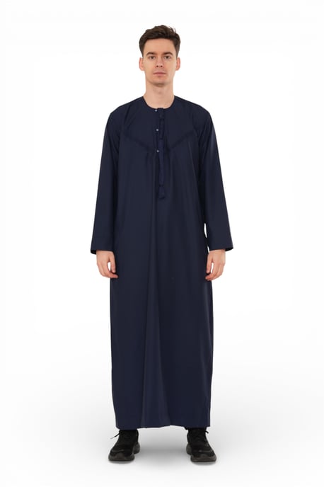 Heren Eid Marineblauw Marokkaanse Jubba Robe Djellaba Ramadan Eid Thobe - HM11 - Image 1