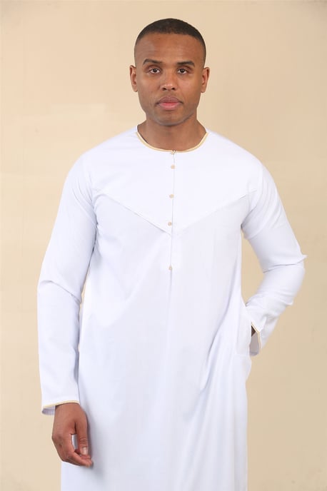 Men's Omani Eid White Thobe  Saudi Emirati Jubba Robe - Image 2