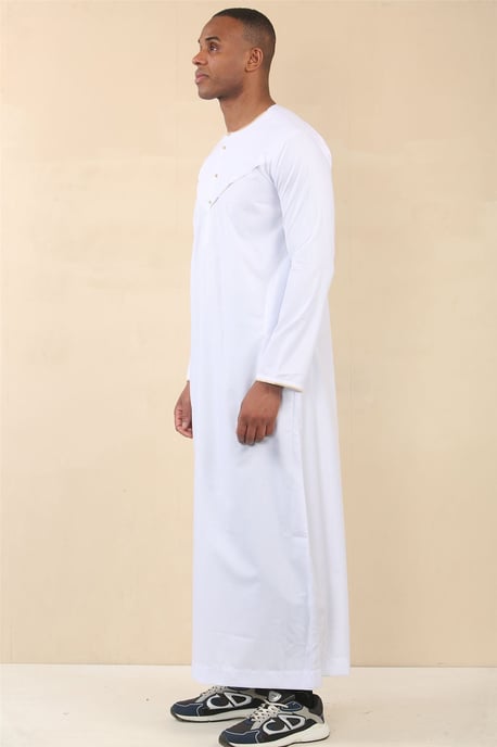 Men's Omani Eid White Thobe  Saudi Emirati Jubba Robe - Image 3