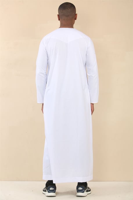 Men's Omani Eid White Thobe  Saudi Emirati Jubba Robe - Image 4