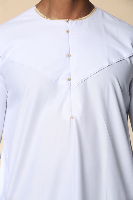 Men's Omani Eid White Thobe  Saudi Emirati Jubba Robe - Image 5