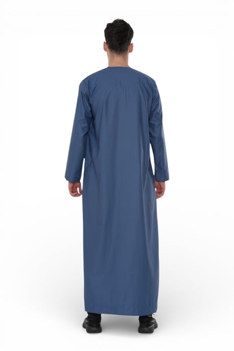 Mens Blue Eid Moroccan Thobe Robe Djellaba Ramadan Eid Jubba LFS- HM10 - Image 5