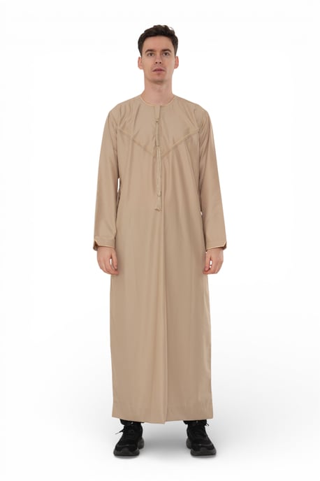 Men's Ramadan Beige Moroccan Jubba Robe Djellaba Eid Thobe - TT-007 - Image 1