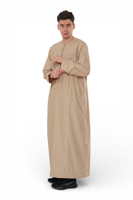 Men's Ramadan Beige Moroccan Jubba Robe Djellaba Eid Thobe - TT-007 - Image 4