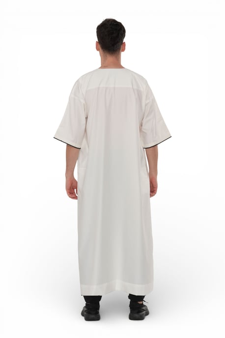 Men's Ramadan Cream White Moroccan Gandoura Thobe Robe Djellaba Eid Jubba- TT-006 - Image 5