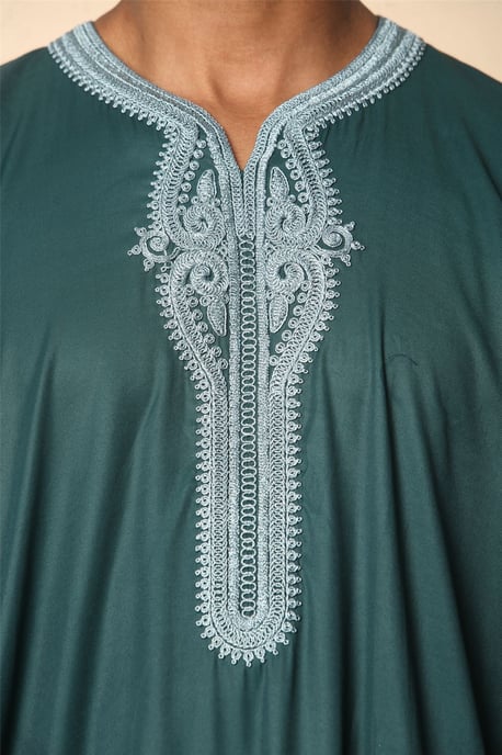 Men's Green Moroccan Thobe Jubba Robe Eid Djellaba Gandoura - Image 2