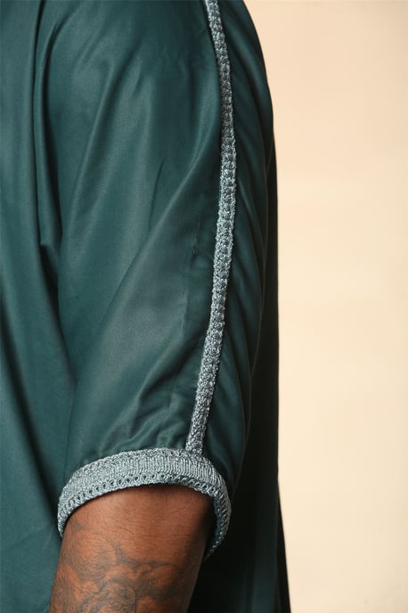 Men's Green Moroccan Thobe Jubba Robe Eid Djellaba Gandoura - Image 3