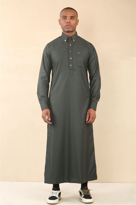 Groene Thobe voor heren, Arabische kleding uit Saoedi-Arabië, islamitische kleding, Jubba-gewaad - Image 1