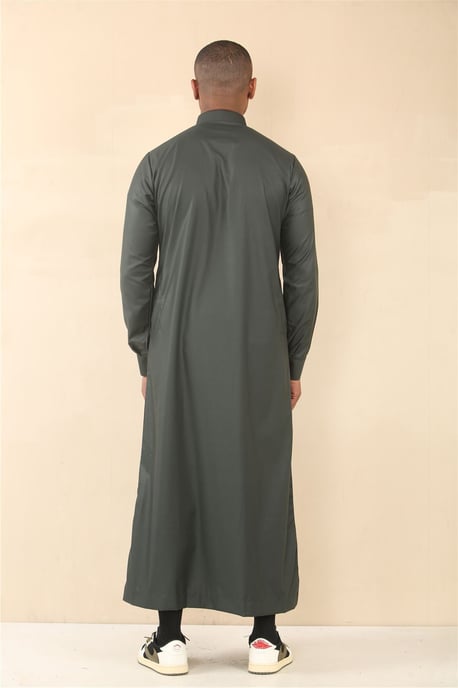 Groene Thobe voor heren, Arabische kleding uit Saoedi-Arabië, islamitische kleding, Jubba-gewaad - Image 3